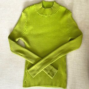 Who What Wear Neon Green Knit Sweater